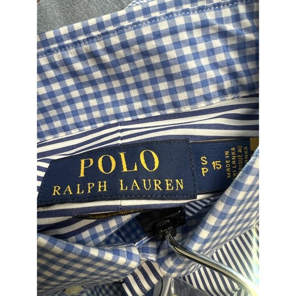 Polo Ralph Lauren Poplin Stripe Check Colorblock Button Down Slim Fit Shirt S - Picture 8 of 9